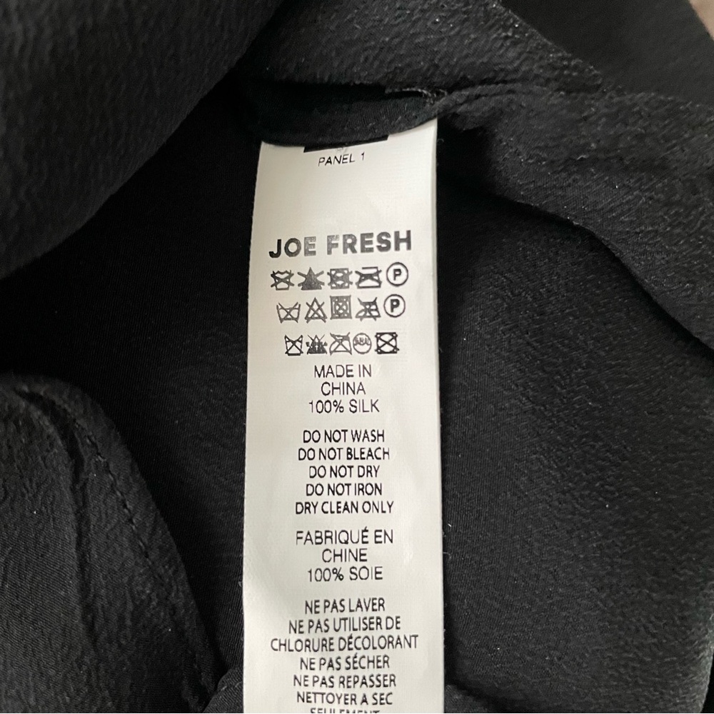 JOE FRESH Black 100% Silk Blouse - Picture 6 of 8